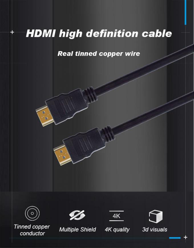 Male To Male 1080P HDMI Cable 3d 4k 60hz Hdmi Cable With Foil Shielding 1