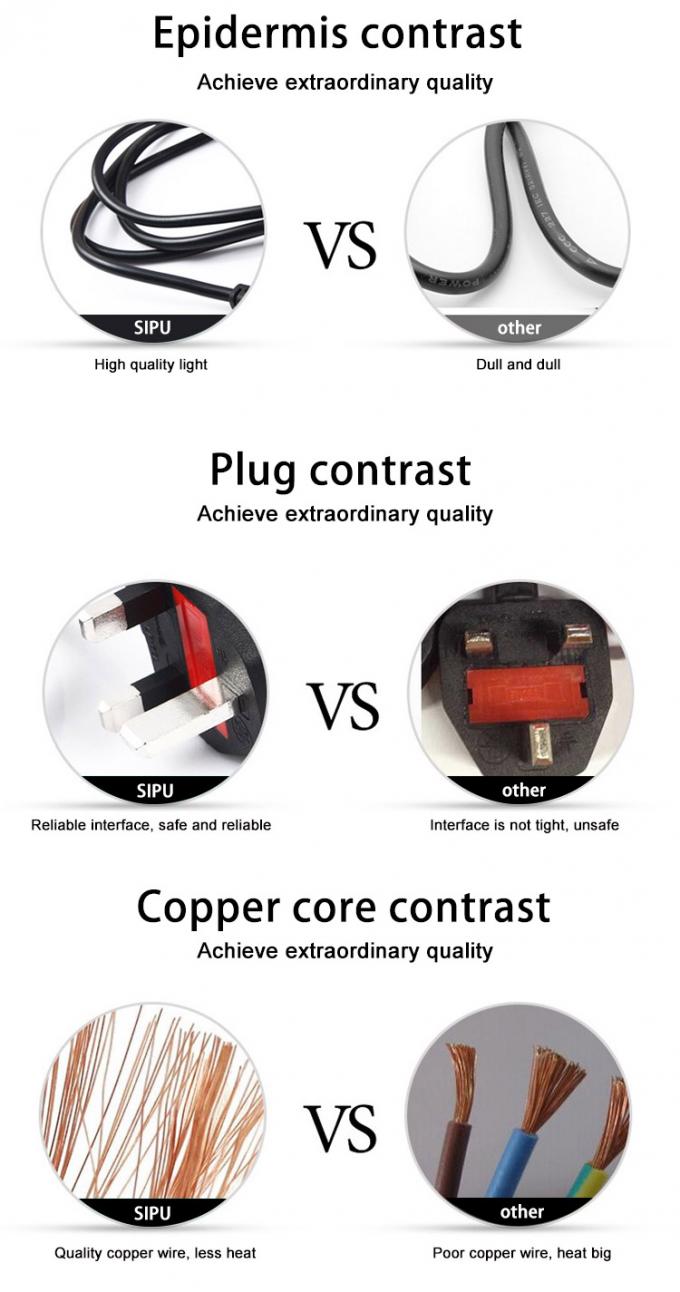 1.8mtrs EU Power Cord 220VAC European Extension Cords For Home Appliance 4