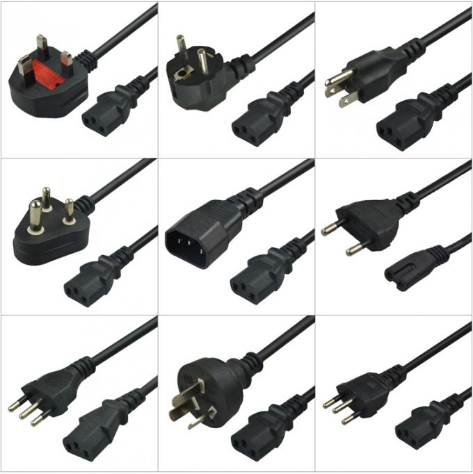 Copper PC Laptop Power Cord 3 Wire 3 Pole European Power Cord 220v 110v 16