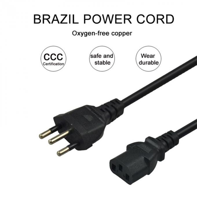 ISO9001 Brazil Electrical Power Cord 220v Computer Power Cable 1meter 1