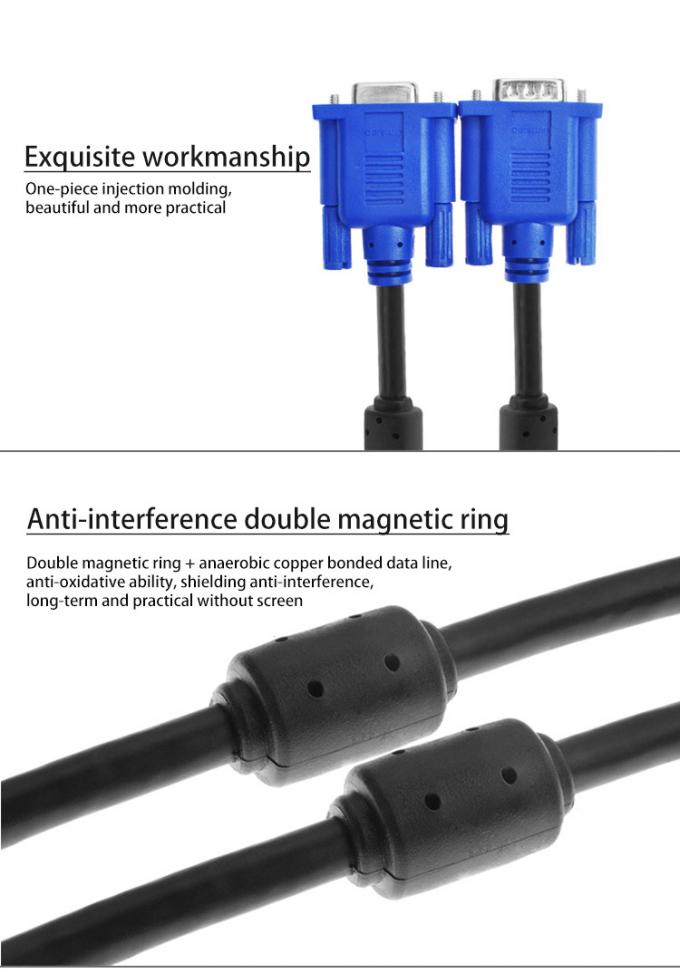 6.0mm Computer VGA Monitor Cables Hdmi To Vga Cable Braid Shielding 3