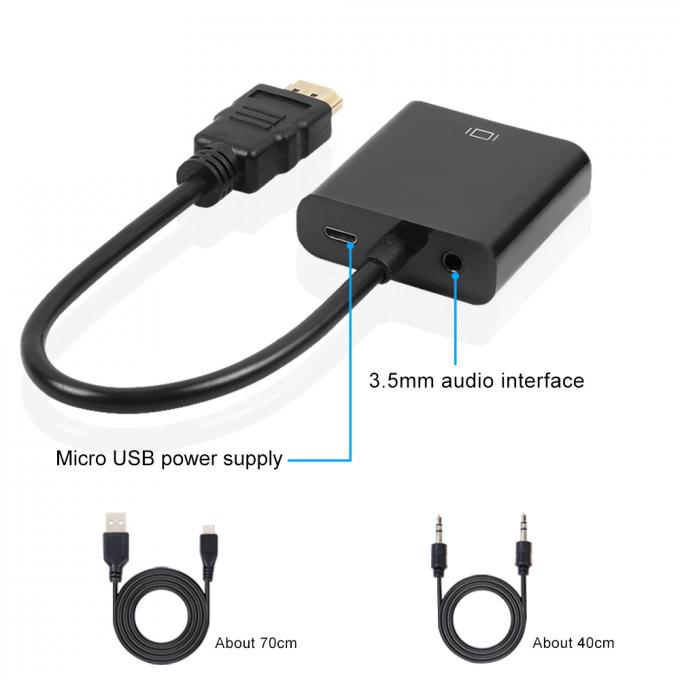 HDMI To VGA Adapter Converter 1080P Digital To Analog Audio Video For Laptop Tablet PC 5