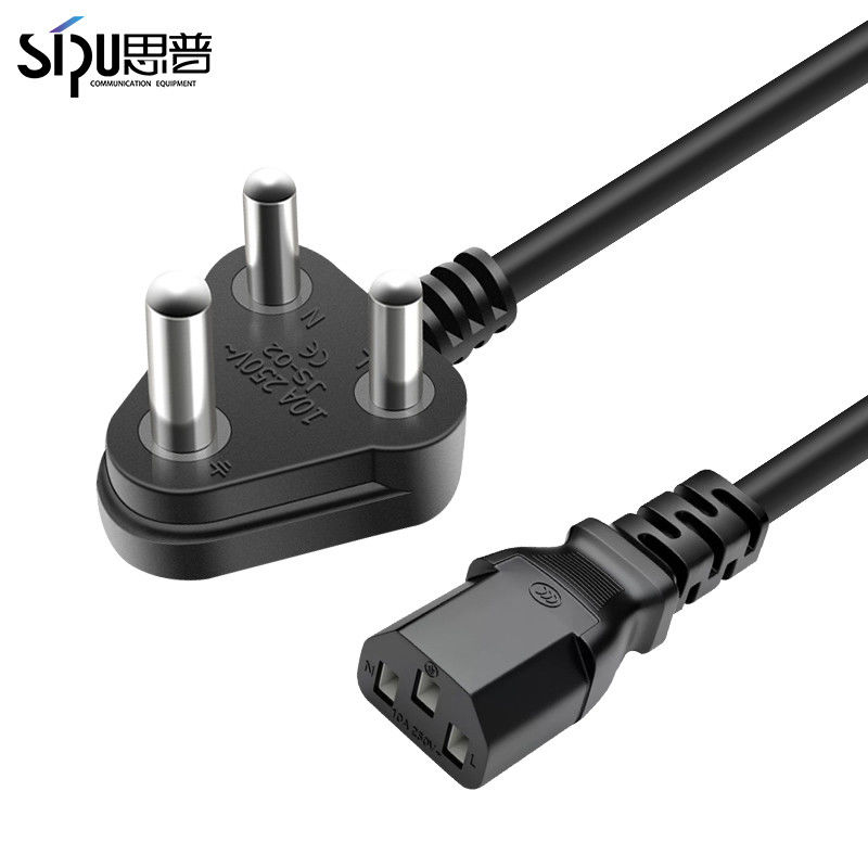 1.5M India Power Electric Plug With Power Cord South Africa 3 Pin Power Cable For Computer And Laptop