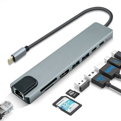Good price Type-C USB 3.1 Hub 8 In 1 For Mobile Devices And MacBook Laptop Sipu Docking Station online