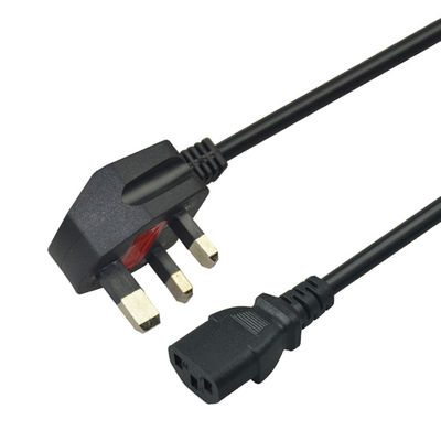 Low Voltage UK Power Cord 3 Pin Plug For PC Computer Customized Length
