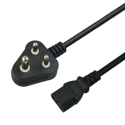 Pvc Jacketed  Electrical Power Cord Laptop India Plug Black 6feet